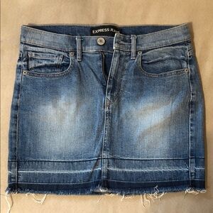 Express Faded Blue Denim Mini Skirt